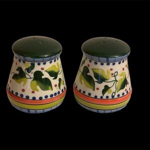 Blue Ridge Pottery Salt & Pepper Shakers Green Vines